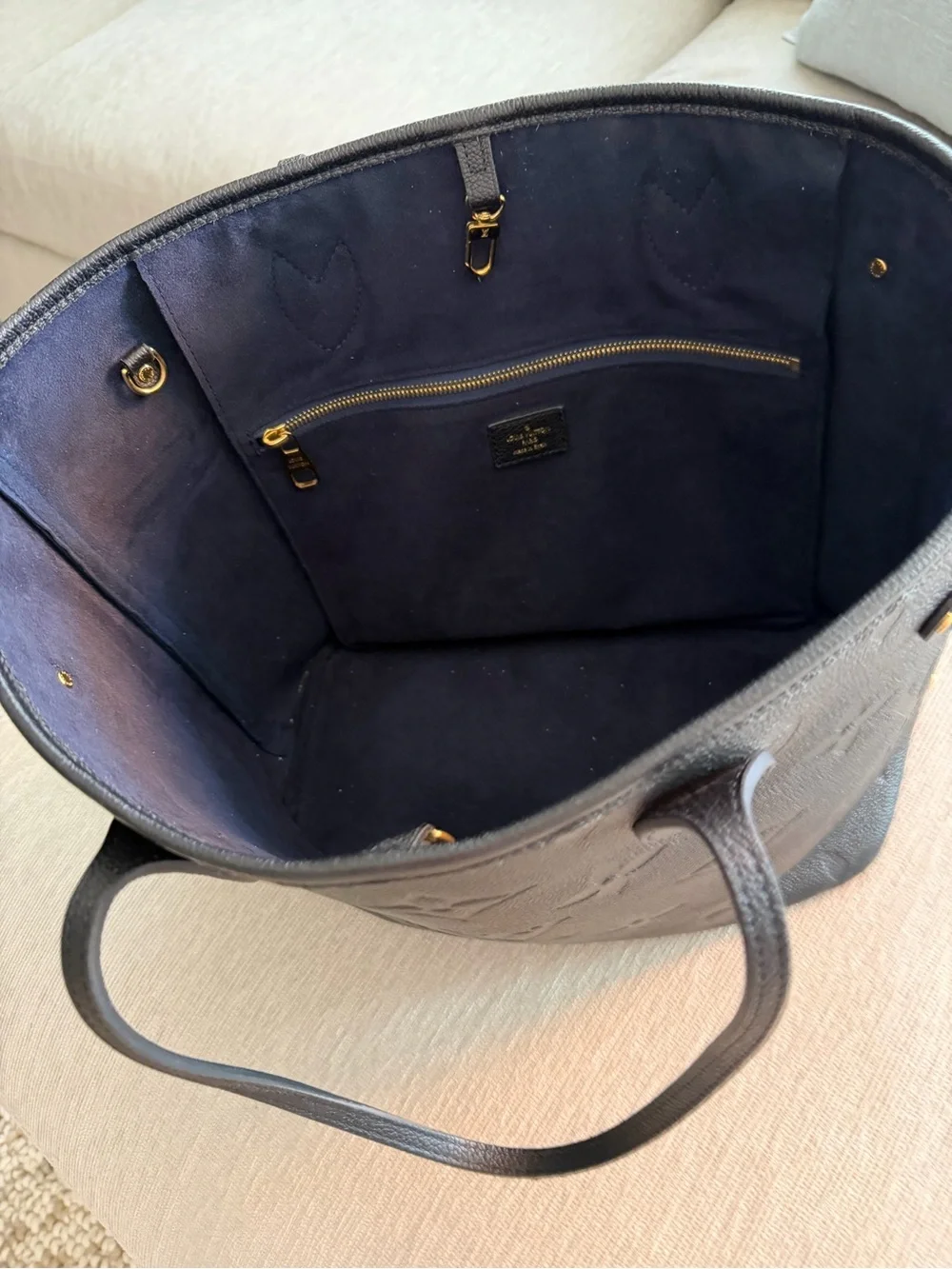 Louis Vuitton Black Embossed Monogram Leather  Neverfull